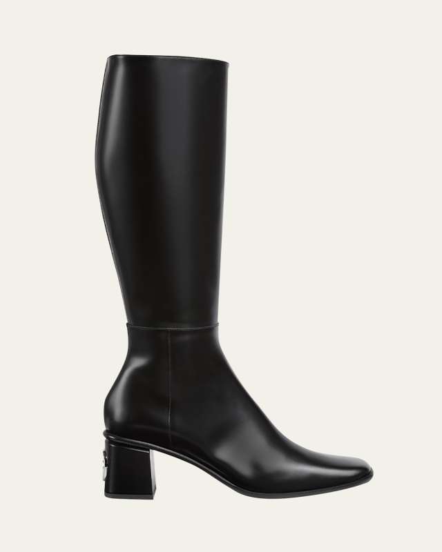 Onyx Leather Knee Boots